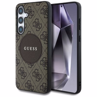 Guess 4G Round Patch Classic Logo MagSafe Ümbris jaoks Samsung Galaxy S25 Plus Brown