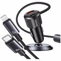Autolaadija USAMS YT Series CC287 66W 1xUSB-A 1xUSB-C + kabel 2w1 USB-C/Lightning tarnish