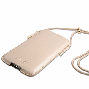 Guess Saffiano Pouch - Phone bag S / M max 6.1 "(kuldne)