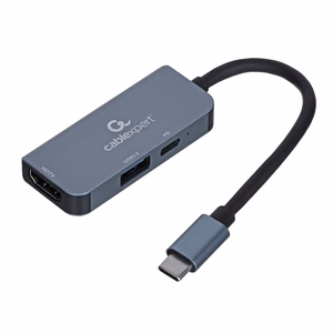Gembird A-CM-COMBO3-02 USB Type-C 3-in-1 mitmepordine adapter (USB port + HDMI + PD), hõbedane