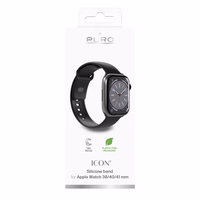 Puro Icon Silicone Strap jaoks Apple Watch 38 / 40 / 41 mm - Must (2 pcs.)