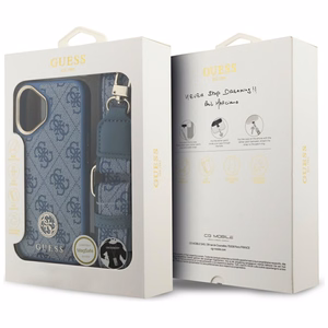 Guess 4G Strass Logo & Big Strap Metal Buttons MagSafe Ümbris jaoks iPhone 17 - Sinine