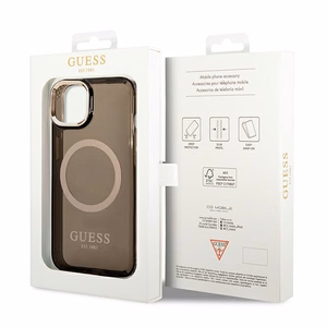 Guess GUHMP14MHTCMK iPhone 14 Plus 6.7" must/must hard ümbris kuldne Outline Translucent MagSafe