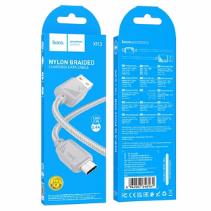 Кабель USB A на Micro USB Hoco 2,4A 1 m X113 серый