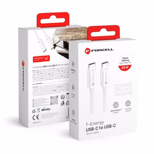 Kaabel USB C to USB C Forcell F-Energy QC4.0 PD 3A 60W 0,25 m C338 valge