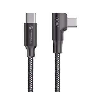 Cable USB C to USB C Forcell F-Energy QC4.0 PD 5A 100W Cafule 90° 2 m CC-1Deg black