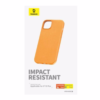 Telefoni ümbris iPhone 15 Plus'ile Baseus Fauxther Series (oranž)