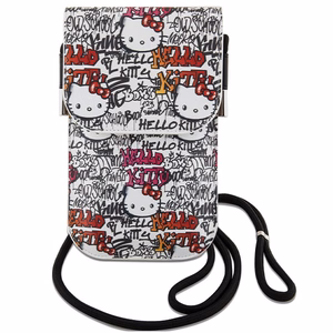 Hello Kitty Leather Tags Graffiti õlakott – beež
