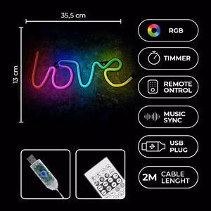 Neon LED RGB LOVE FLRN01 + RC Forever Light