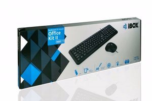 iBox OFFICE KIT II klaviatuur koos hiirega USB QWERTY English must