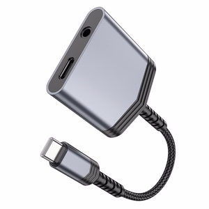 Адаптер Hoco (LS39) с USB-C на (USB-C; 3,5 мм) чёрный