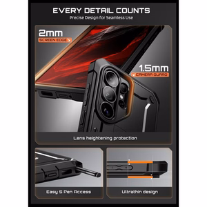 Supcase Unicorn Beetle Pro 2-komplektne ümbris Samsung Galaxy S26 Ultra jaoks - must