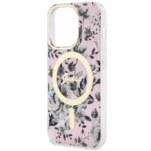 Guess GUHMP14LHCFWSP iPhone 14 Pro 6.1" roosa/roosa hardcase Flower MagSafe