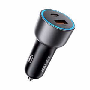 Acefast B21 75 W USB-C + USB-A autolaadija, must