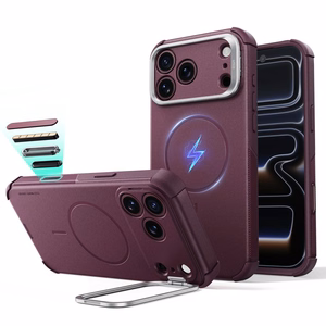 ESR Cyber Tough Kickstand MagSafe ümbris mudelitele iPhone 18 Pro Max / 17 Pro Max, tumeda kirsipunase värviga