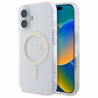 Guess GUHMP16MHFGERET iPhone 16 Plus 6.7" läbipaistev hardcase IML Glitter Circle MagSafe