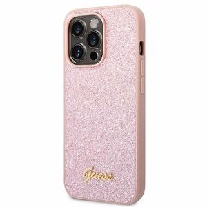Guess Glitter Script ümbris iPhone 14 Pro Max jaoks - roosa