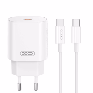 XO seinalaadija CE25 PD 25W 1x USB-C valge + kaabel USB-C - USB-C