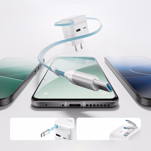 Cuktech AD653W 67W GaN 2x USB-C + USB-A Wall Charger with 70cm Retractable USB-C Cable - White