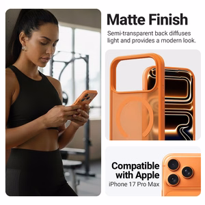 Crong Hybrid Matte Magnetic MagSafe ümbris seadmele iPhone 17 Pro Max, oranž