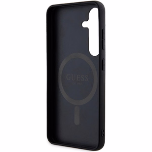 Guess 4G Collection Leather Metal Logo MagSafe Ümbris jaoks Samsung Galaxy S24+ - must