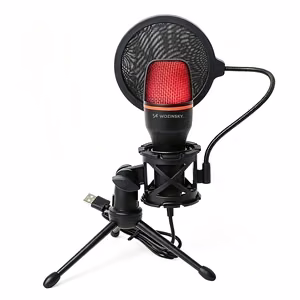 Wozinsky Studio Gaming USB-arvutimikrofon RGB-valgustusega alusega – must
