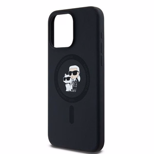 Чехол Karl Lagerfeld для iPhone 15 Pro Max совместимый с MagSafe KLHMP15XSCMKCRHK (Silicone KC Body Ring) чёрный