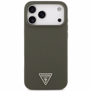 Guess silikoonist Triangle Logo MagSafe ümbris iPhone 17 Pro Max jaoks - roheline
