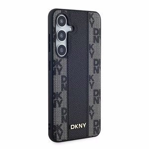 DKNY Leather Checkered Mono Pattern MagSafe ümbris jaoks Samsung Galaxy S24+ - must