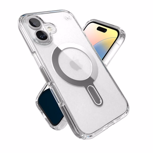 Speck Presidio Perfect-Clear MagSafe'i ja ClickLocki toega ümbris iPhone 16-le, Clear/Chrome