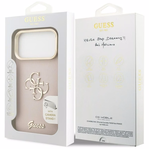 GUESS ümbris jaoks IPHONE 17 Pro Max GUHCP17XPCS4GSP (Grained PU Big 4G & Stand Camera) roosa