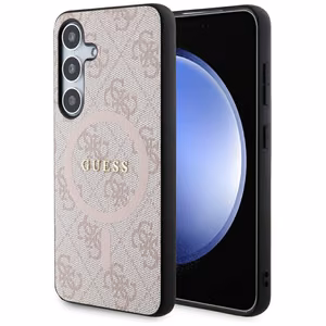 Guess 4G Collection Leather Metal Logo MagSafe Ümbris jaoks Samsung Galaxy S24 - roosa