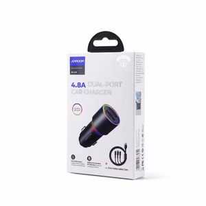 Autolaadija Joyroom JR-CL10 must 24W (2xUSB / LED valgustusega) + 3in1 universaalne kaabel