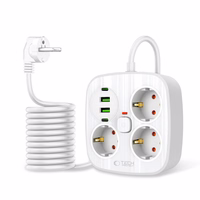 Tech-Protect PCS3X4 power strip, 3 sockets, 2xUSB-A, 2xUSB-C 200 cm - valge