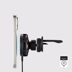 Smartphone holder with inductive charger SBS TESUPFANWIR15W 15W for air vent, with cooling - black
