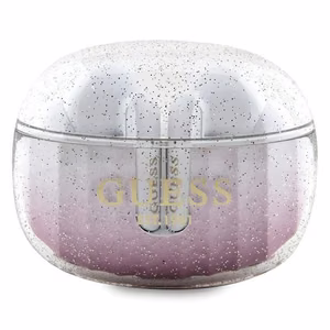 Guess Glitter Gradient TWS Bluetooth headphones + docking station - roosa