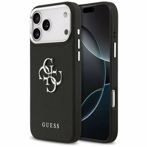 Guess Grained Big 4G Classic Logo ümbris jaoks iPhone 17 Pro Max - must