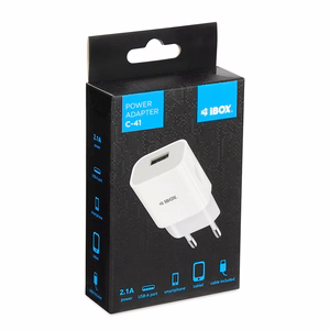 Laadija iBOX C-41 USB 2A, 1 USB port, microUSB kaabel, valge
