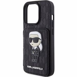 Karl Lagerfeld Saffiano Cardslots and Stand Monogram Ikonik Patch ümbris jaoks iPhone 15 Pro - must