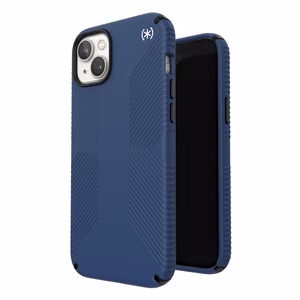 Speck Presidio2 Grip ümbris seadmele iPhone 15 Plus / 14 Plus, libisemiskindla haardega, Coastal Blue / Black / White värvikombinatsioon