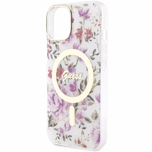 Guess GUHMP14MHCFWST iPhone 14 Plus 6.7" läbipaistev hardcase Flower MagSafe