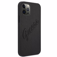 Guess Saffiano Vintage Script ümbris iPhone 12 Pro Max 6.7" jaoks - must