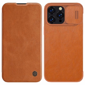 Kott Nillkin Qin Pro Nahast Apple iPhone 14 Pro Max pruun