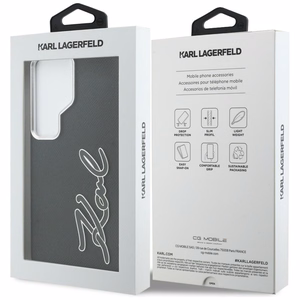 Karl Lagerfeld ümbris Grained Signature Metal Resin Logo Samsung Galaxy S26 Ultra must