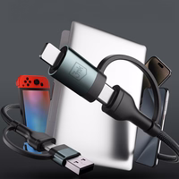 3mk Hyper Cable N-SERIES 2 in 2 USB-A / USB-C ja USB-C / Lightning 1.2m QC 3.0 9V/2A 60W - must