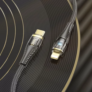 Кабель USB C to Lightning Hoco PD 27W 1,2 m U121 черный прозрачный