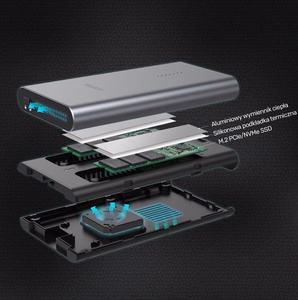UNITEK S1206A SolidForce USB-C – PCIe/NVMe M.2 SSD, 10 Gbps, kahepesaline korpus kloonimisel