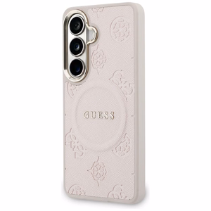 Guess ümbris Saffiano Peony Embossed Ring MagSafe Samsung Galaxy S26 roosa