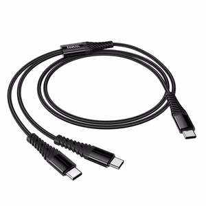 Кабель 2-в-1 USB C to USB C+C Hoco 1 м X123 чёрный
