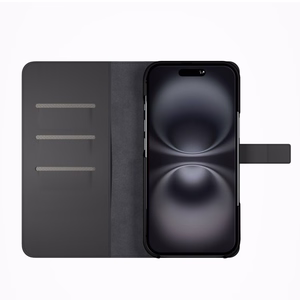 Puro Wallet Detachable MagSafe 2in1 PU Leather Ümbris with Flap and Wallet jaoks iPhone 16 - Must